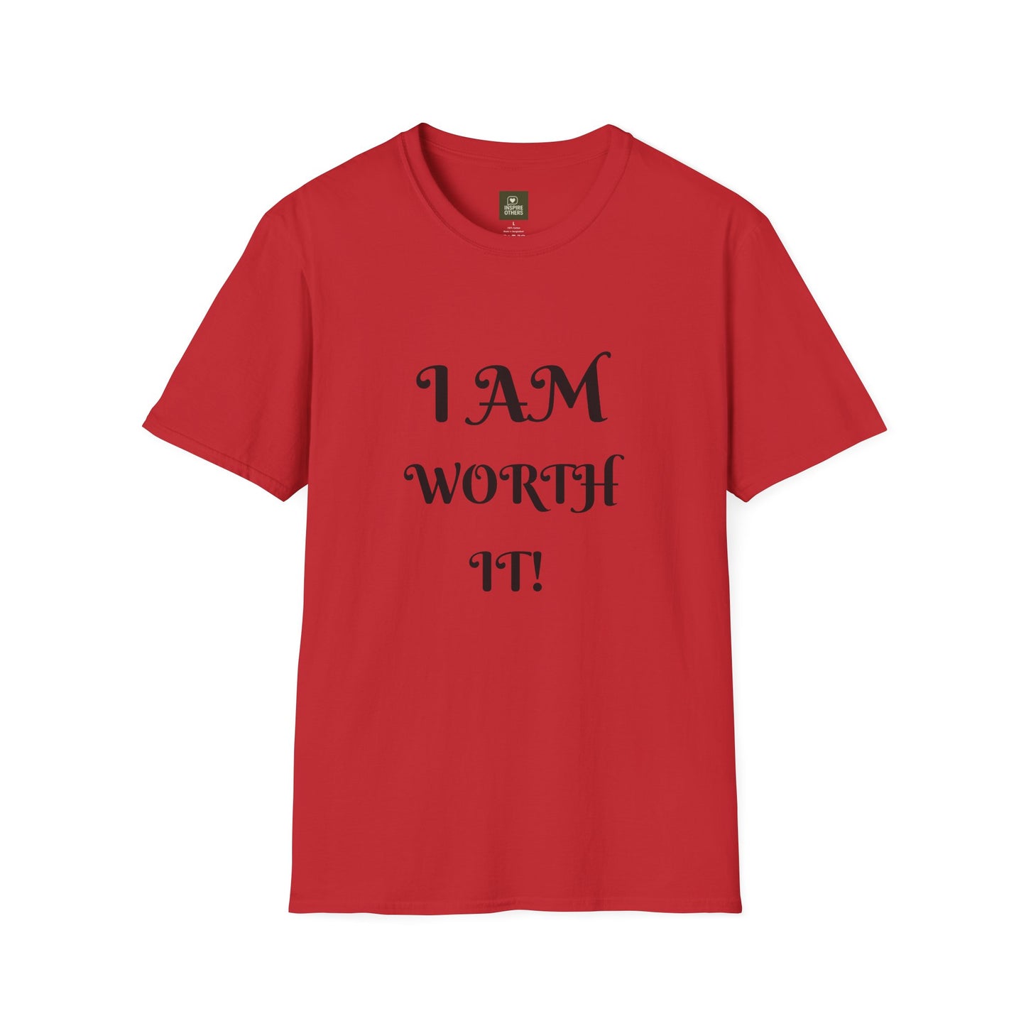 Empowering Quote T-Shirt - I AM WORTH IT! - Unisex Softstyle Tee, Motivational Shirt, Self-Love Gift, Casual Wear, Everyday Comfort