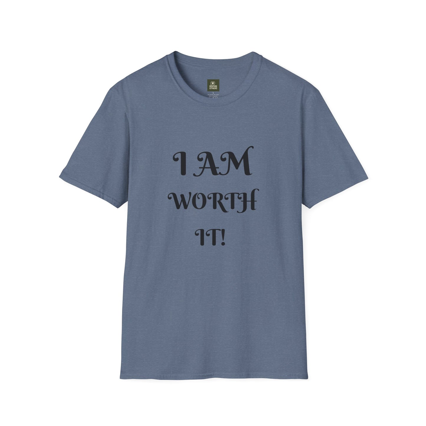 Empowering Quote T-Shirt - I AM WORTH IT! - Unisex Softstyle Tee, Motivational Shirt, Self-Love Gift, Casual Wear, Everyday Comfort