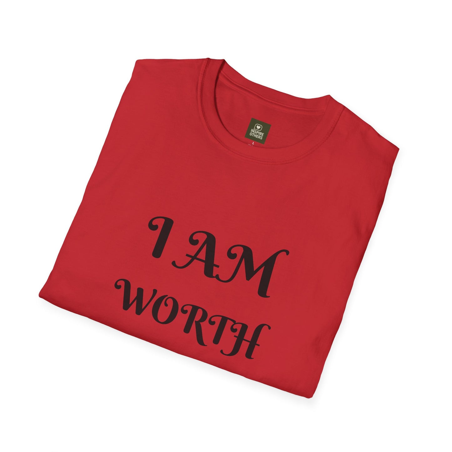 Empowering Quote T-Shirt - I AM WORTH IT! - Unisex Softstyle Tee, Motivational Shirt, Self-Love Gift, Casual Wear, Everyday Comfort