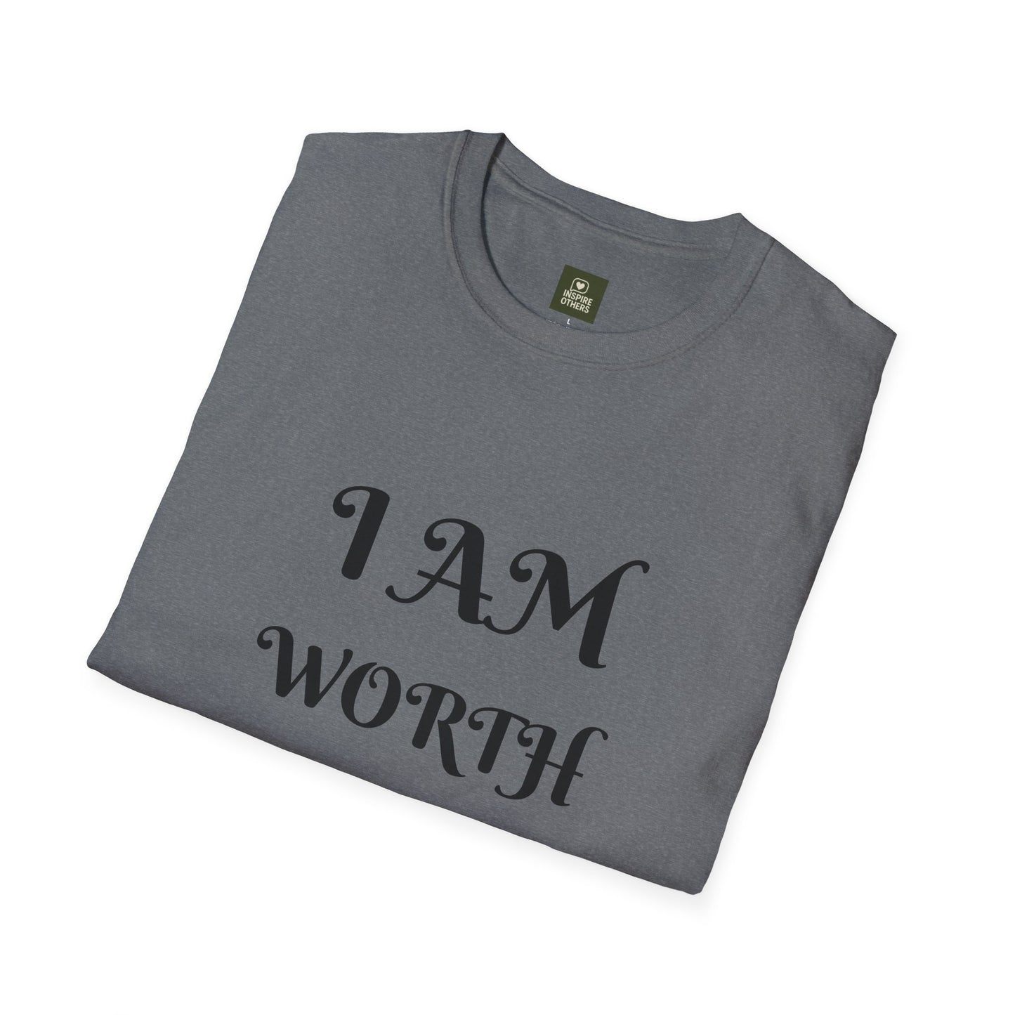 Empowering Quote T-Shirt - I AM WORTH IT! - Unisex Softstyle Tee, Motivational Shirt, Self-Love Gift, Casual Wear, Everyday Comfort