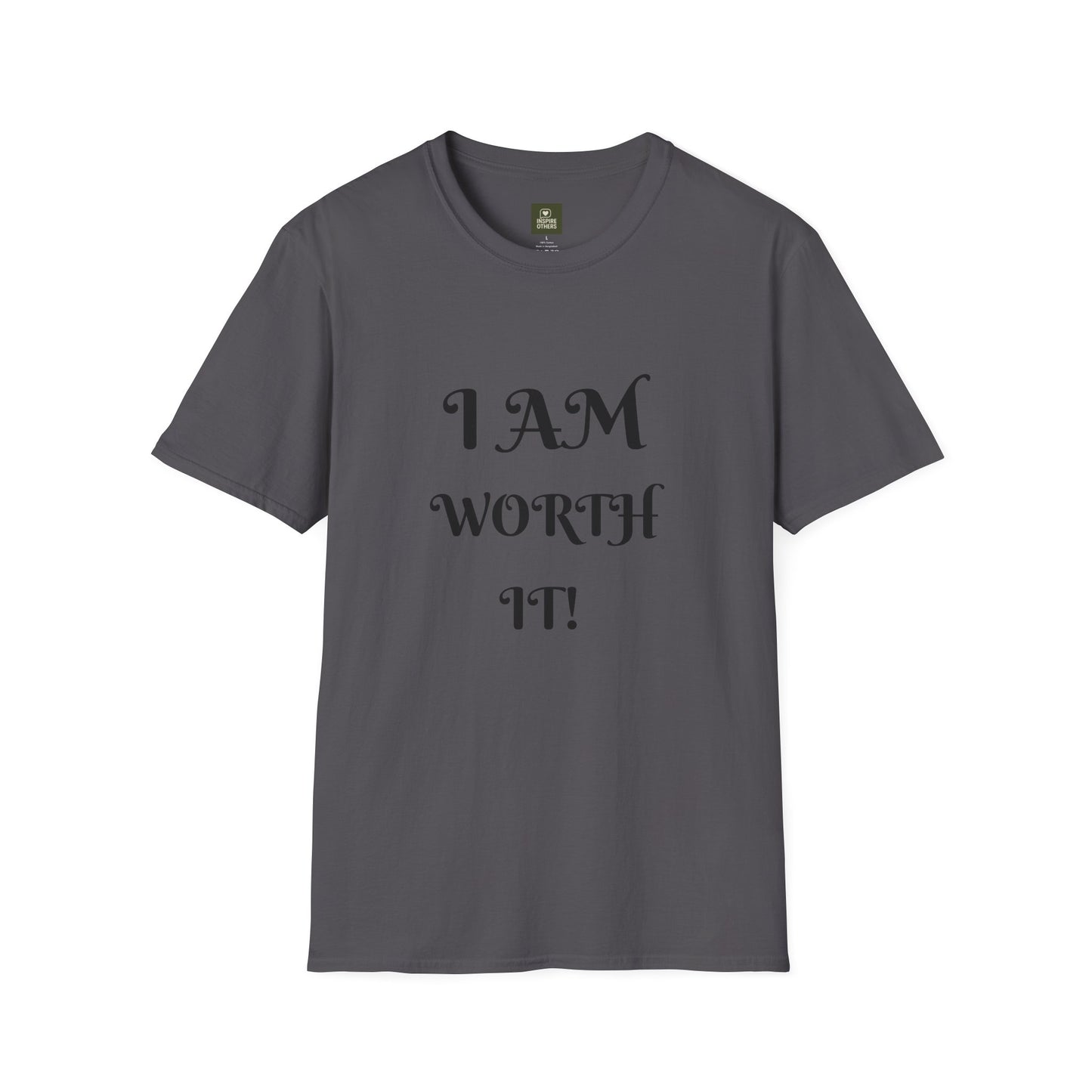 Empowering Quote T-Shirt - I AM WORTH IT! - Unisex Softstyle Tee, Motivational Shirt, Self-Love Gift, Casual Wear, Everyday Comfort