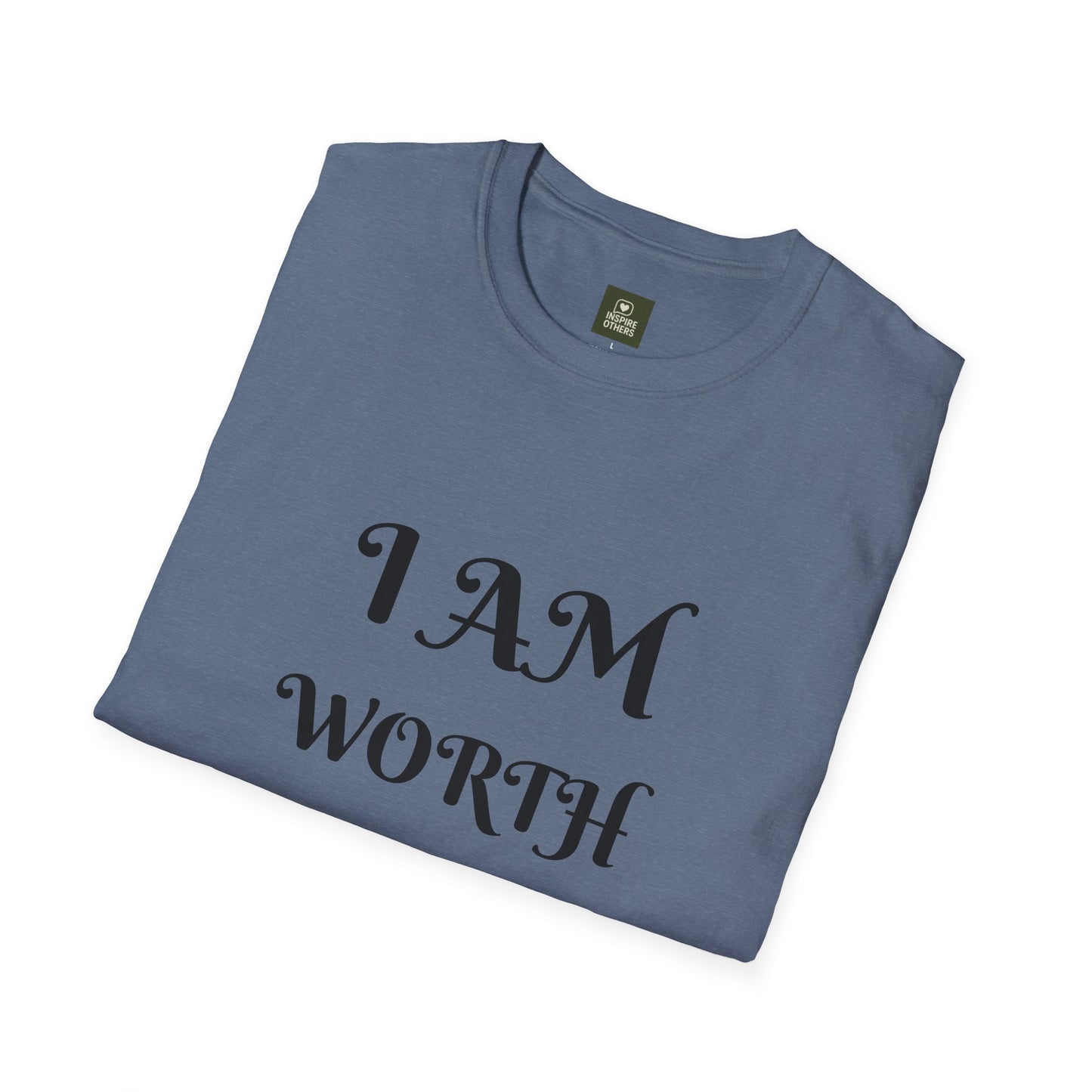 Empowering Quote T-Shirt - I AM WORTH IT! - Unisex Softstyle Tee, Motivational Shirt, Self-Love Gift, Casual Wear, Everyday Comfort