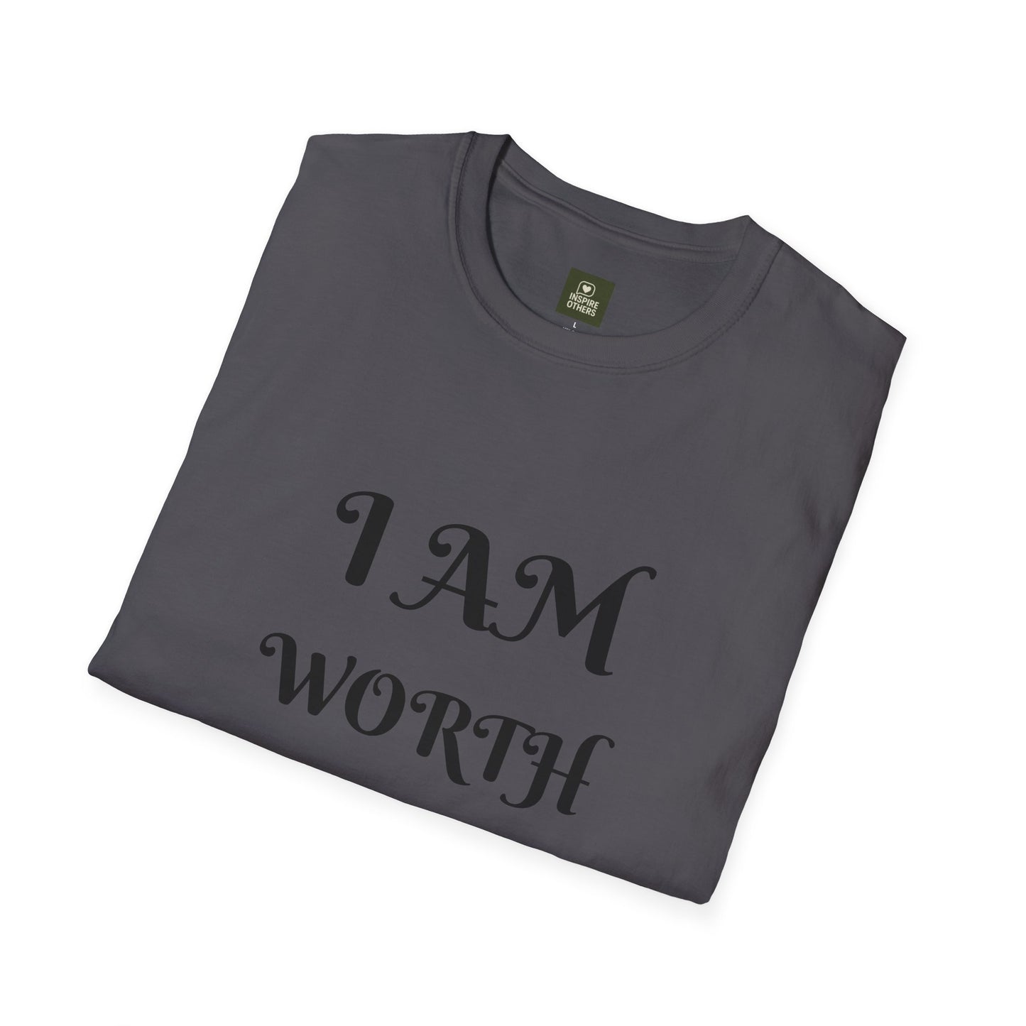 Empowering Quote T-Shirt - I AM WORTH IT! - Unisex Softstyle Tee, Motivational Shirt, Self-Love Gift, Casual Wear, Everyday Comfort