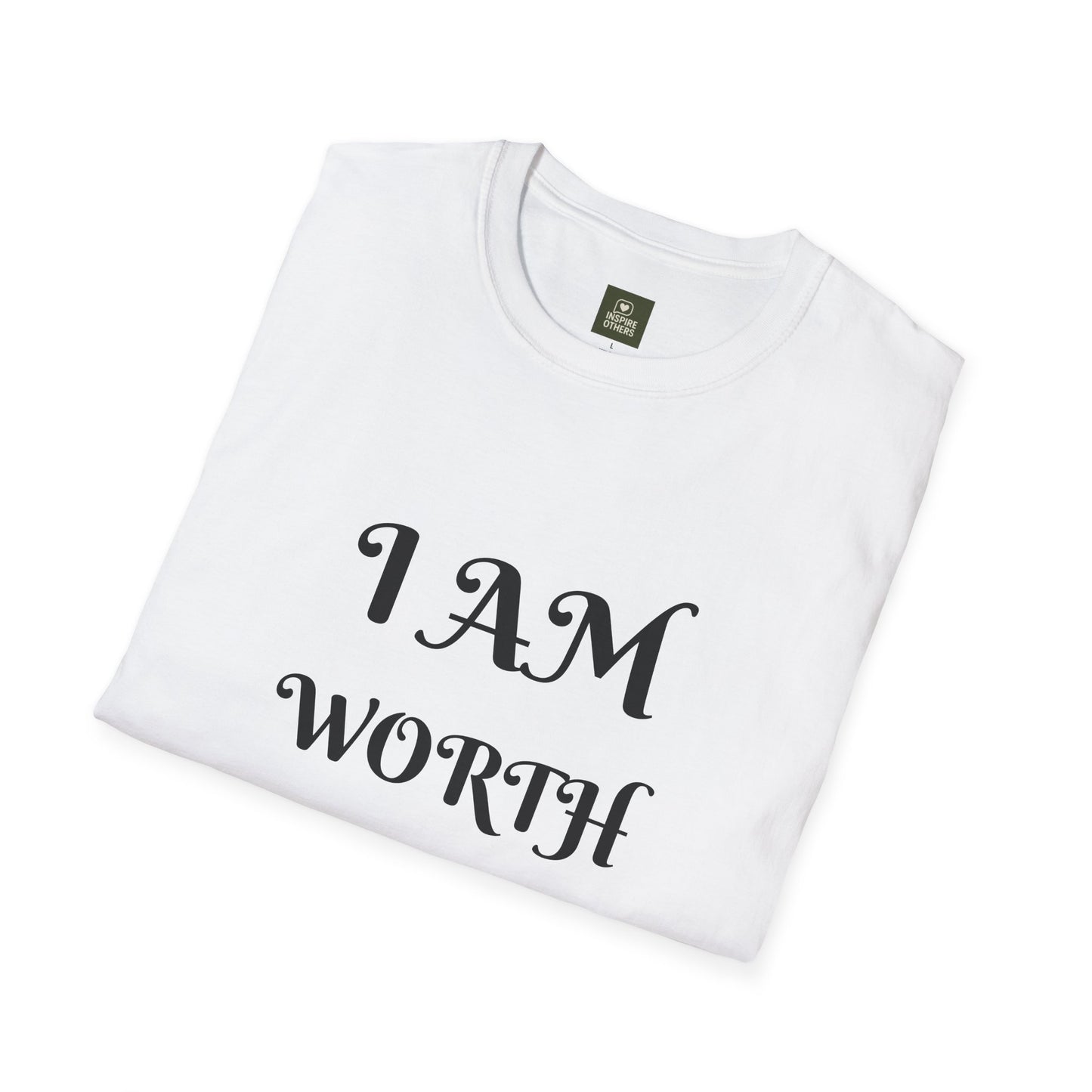 Empowering Quote T-Shirt - I AM WORTH IT! - Unisex Softstyle Tee, Motivational Shirt, Self-Love Gift, Casual Wear, Everyday Comfort