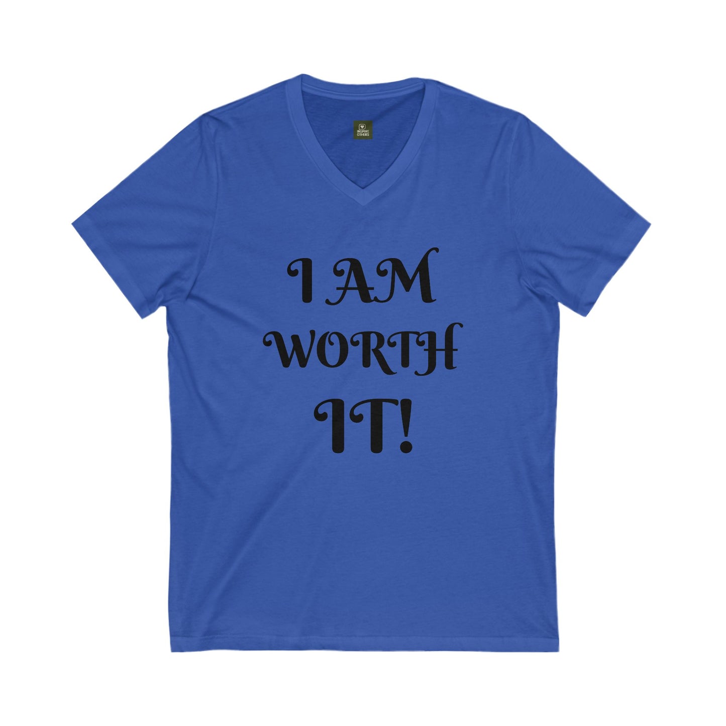 Empowering V-Neck Tee: I AM WORTH IT! | Motivation Shirt, Unisex Casual Wear, Gift for Her/Him, Self-Love Apparel, Everyday Comfort