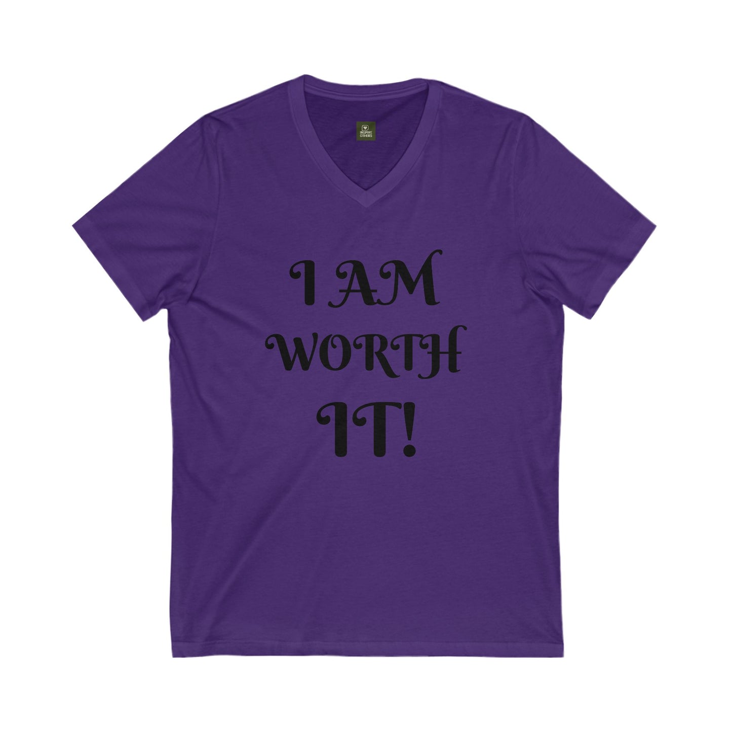 Empowering V-Neck Tee: I AM WORTH IT! | Motivation Shirt, Unisex Casual Wear, Gift for Her/Him, Self-Love Apparel, Everyday Comfort