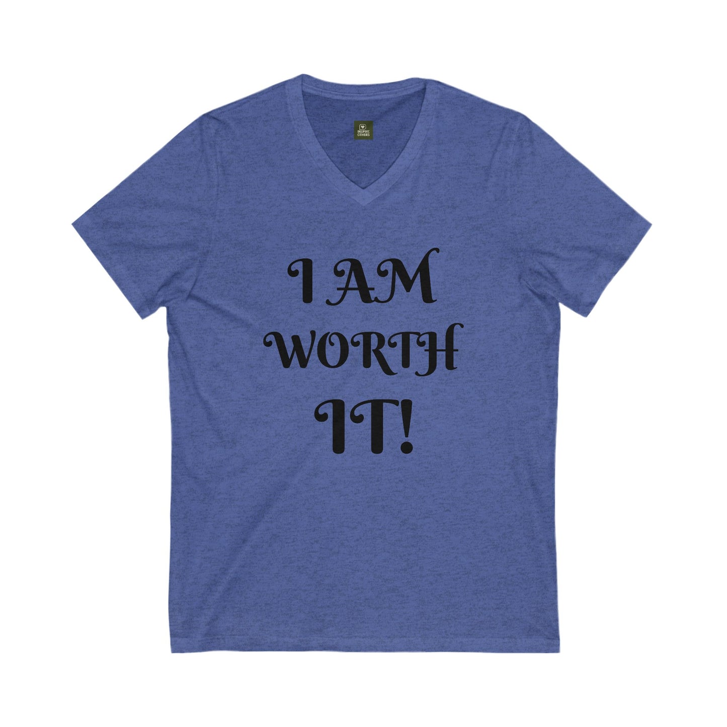 Empowering V-Neck Tee: I AM WORTH IT! | Motivation Shirt, Unisex Casual Wear, Gift for Her/Him, Self-Love Apparel, Everyday Comfort