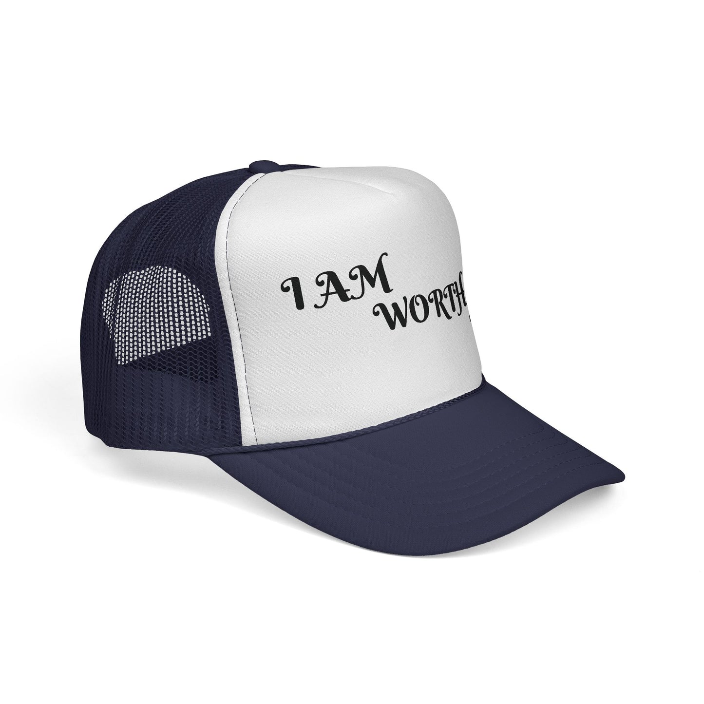 Empowering Trucker Cap - "I AM WORTH IT!" Hats for Confidence, Gift for Motivation, Trendy Accessories, Positive Affirmation Gear