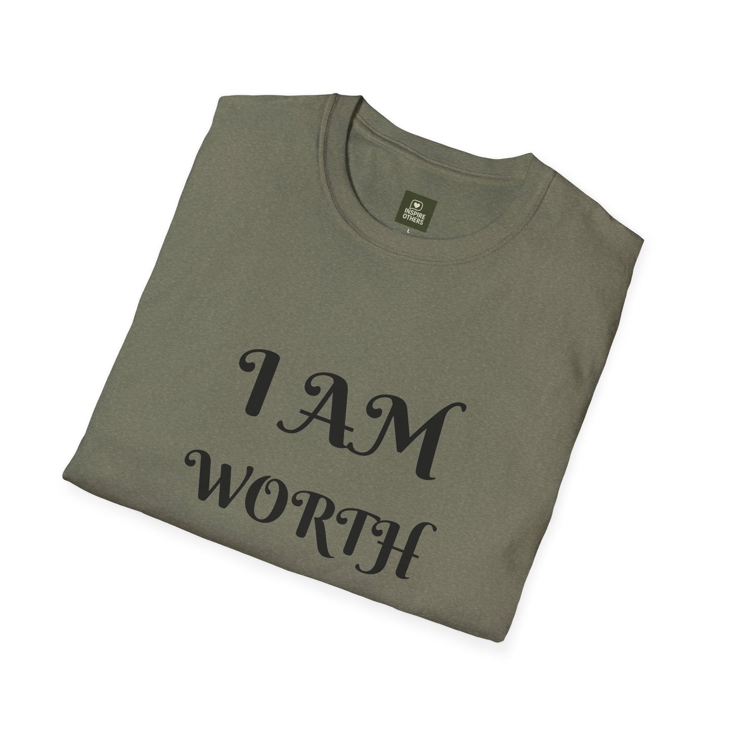 Empowering Quote T-Shirt - I AM WORTH IT! - Unisex Softstyle Tee, Motivational Shirt, Self-Love Gift, Casual Wear, Everyday Comfort