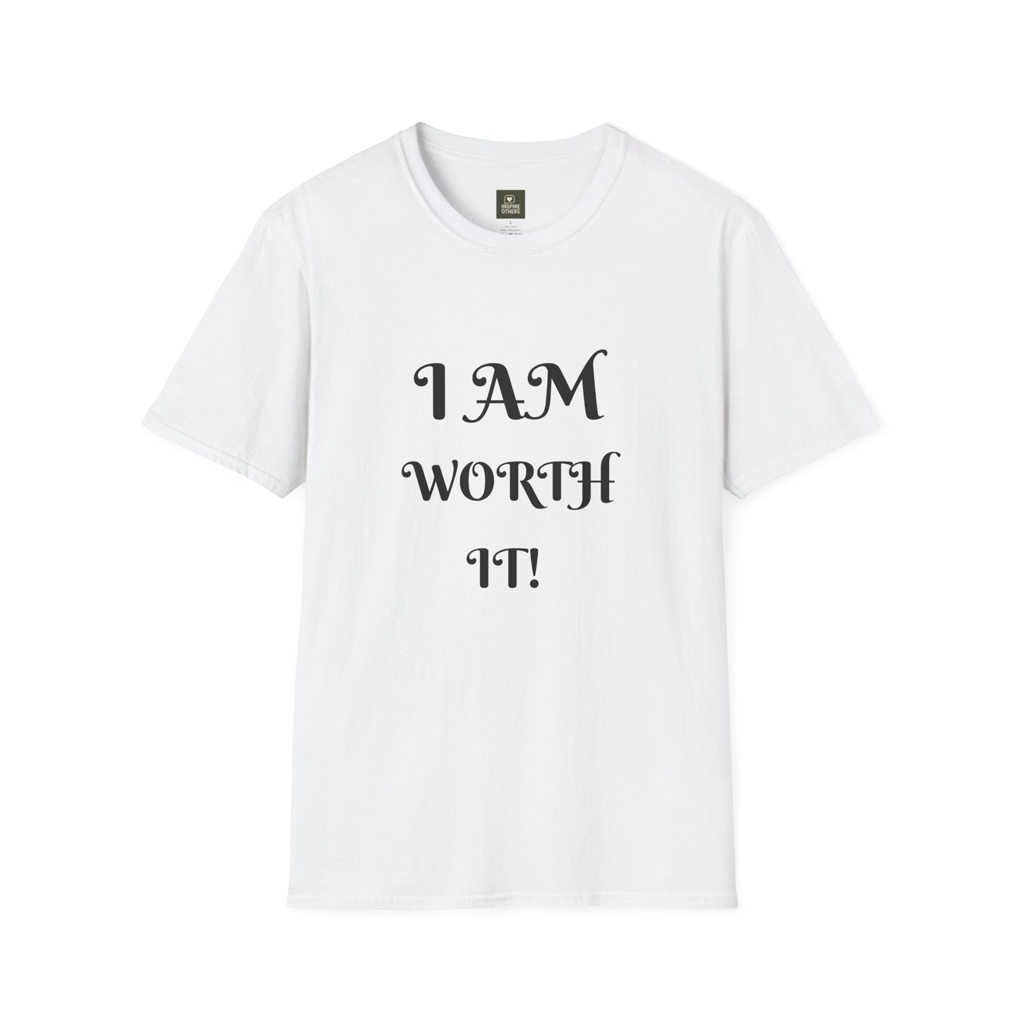 Empowering Quote T-Shirt - I AM WORTH IT! - Unisex Softstyle Tee, Motivational Shirt, Self-Love Gift, Casual Wear, Everyday Comfort